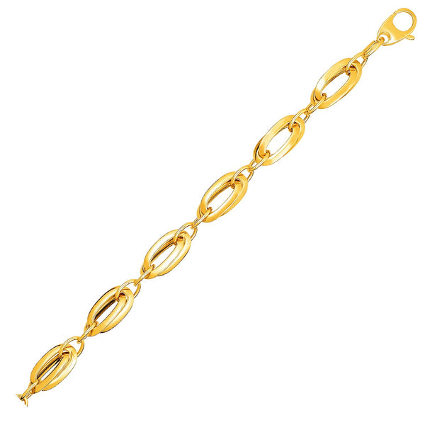 14K Yellow Gold Bracelet with Long Double Oval Links