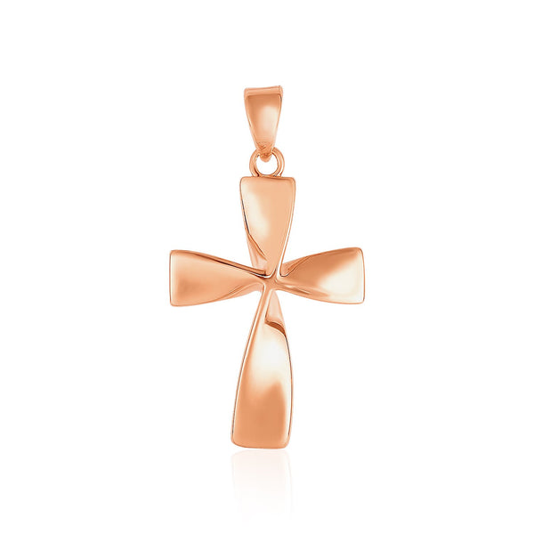 Flat Twisted Cross Pendant in 14K Rose Gold