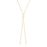14K Yellow Gold Adjustable Heart Style Lariat Necklace