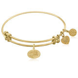 Expandable Yellow Tone Brass Bangle with Southern Belle Symbol