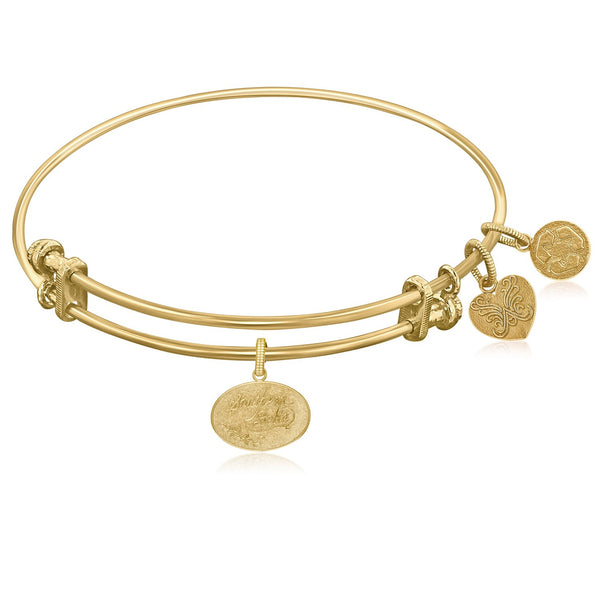 Expandable Yellow Tone Brass Bangle with Southern Belle Symbol