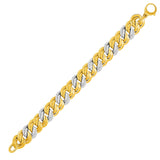 14K Two-Tone Yellow and White Gold Flat Double Link Bracelet