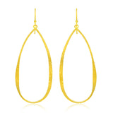 Sterling Silver Teardrop Shape Yellow Tone Stardust Dangling Earrings