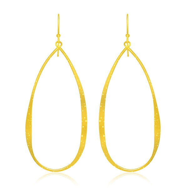 Sterling Silver Teardrop Shape Yellow Tone Stardust Dangling Earrings