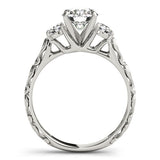 14K White Gold Antique Design 3 Stone Round Diamond Engagement Ring (1 3/4 ct. tw.)