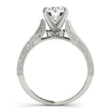 14K White Gold Round Pronged Antique Design Diamond Engagement Ring (1 5/8 ct. tw.)