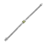Sterling Silver Weave Bracelet with Green Amethyst and White Sapphires