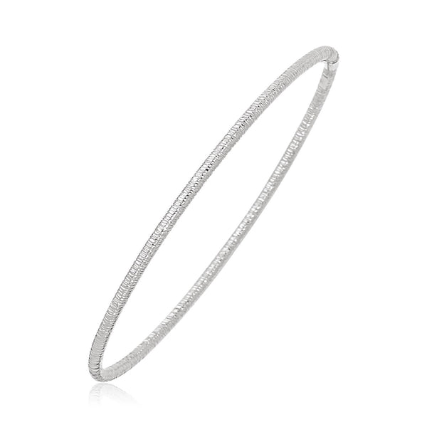 14K White Gold Thin Textured Stackable Bangle