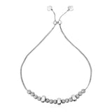 Adjustable Matte and Textured Bead Bracelet in Sterling Silver