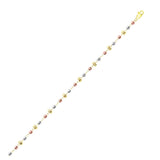 14K Tri-Color Gold Faceted Round and Barrel Shape Link Bracelet