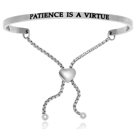 Stainless Steel Patience Is A Virtue Adjustable Bracelet