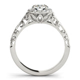 14K White Gold Halo Antique Style Round Diamond Engagement Ring (5/8 ct. tw.)