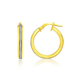 14K Two-Tone Gold Hoop Earrings with Glitter Center