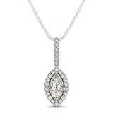 Marquis Shape Diamond Halo Pendant in 14K White Gold (2/3 ct. tw.)