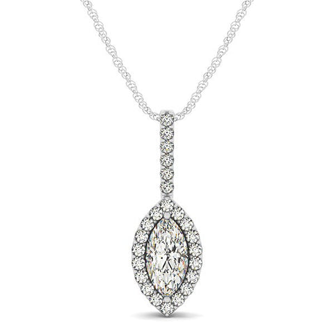 Marquis Shape Diamond Halo Pendant in 14K White Gold (2/3 ct. tw.)