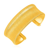 Textured Concave Cuff Bangle with Yellow Finish in Sterling Silver