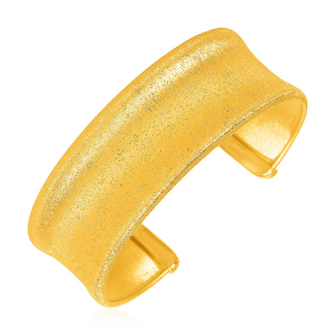 Textured Concave Cuff Bangle with Yellow Finish in Sterling Silver
