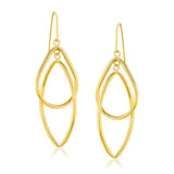 14K Yellow Gold Entwined Teardrop Double Row Earrings