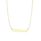 14K Yellow Gold Chain Necklace with a Shiny Flat Bar