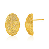 14K Yellow Gold Textured Oval Dome Post Earrings