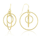 14K Yellow Gold Concentric Multi-Circle Diamond Cut Drop Earrings