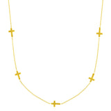 14K Yellow Gold Chain Necklace with Cross Stations