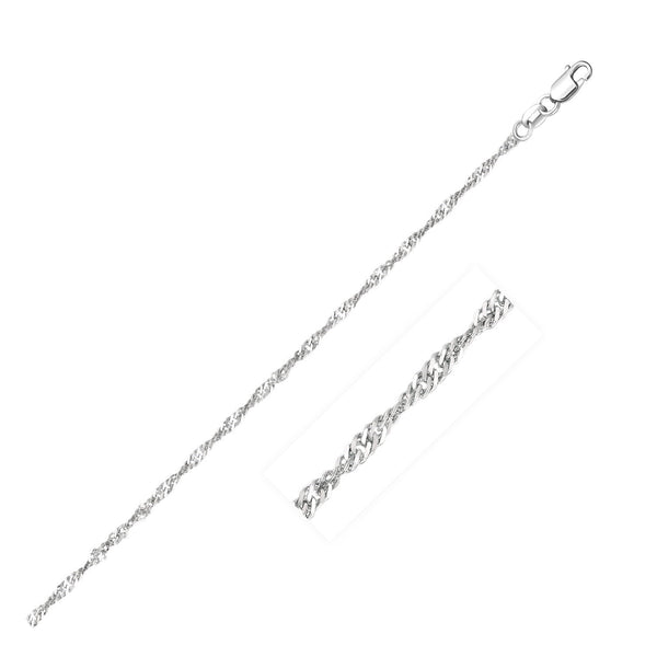 1.7mm 10K White Gold Singapore Bracelet