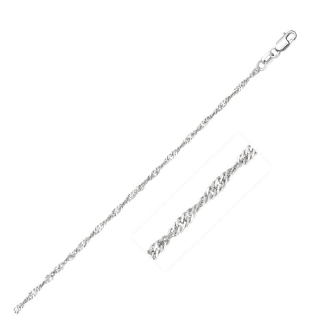 1.7mm 10K White Gold Singapore Bracelet
