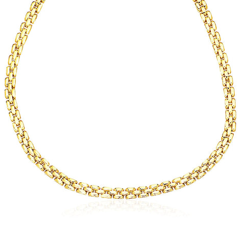14K Yellow Gold Panther Chain Link Shiny Necklace