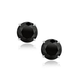 Sterling Silver 7.0mm Round Black CZ Stud Earrings