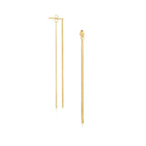 14K Yellow Gold Double Chain Style Drop Earrings