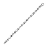 Sterling Silver Men's Rolo Chain Carved Bracelet