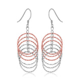 Sterling Silver Rose Tone Textured Layered Hoop Earrings