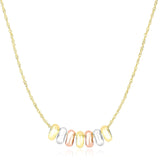 14K Tri-Color Gold Chain Necklace with Loose Lucky Ring Charms
