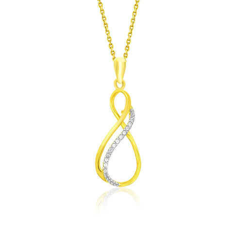 14K Yellow Gold Diamond Embellished Thin Infinity Pendant