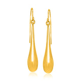 Fancy Puffed Teardrop Polished Earrings in 10K Yellow Gold