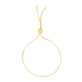 14K Yellow Gold Adjustable Lariat Style Heart Motif Bracelet
