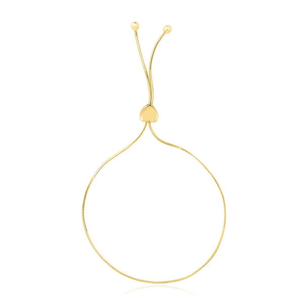 14K Yellow Gold Adjustable Lariat Style Heart Motif Bracelet