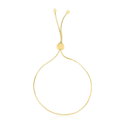 14K Yellow Gold Adjustable Lariat Style Heart Motif Bracelet