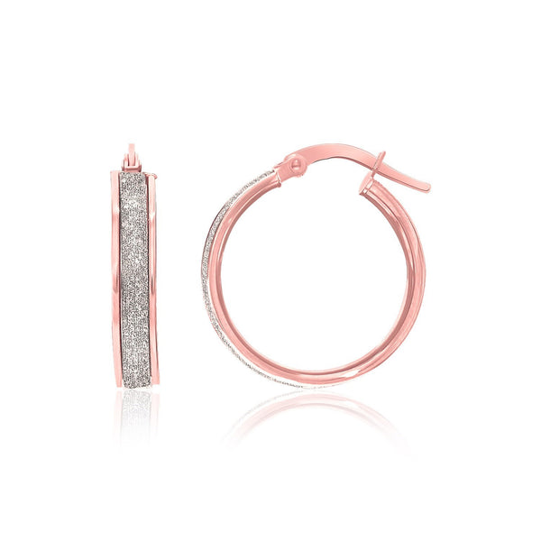 14K Two-Tone Gold Glittery Center Hoop Earrings