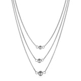 Three-Chain Ball Necklace in Sterling Silver