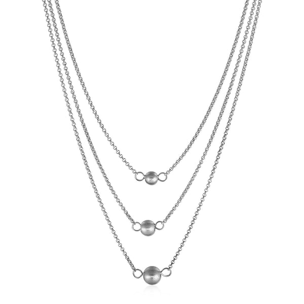 Three-Chain Ball Necklace in Sterling Silver