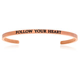 Pink Stainless Steel Follow Your Heart Cuff Bracelet