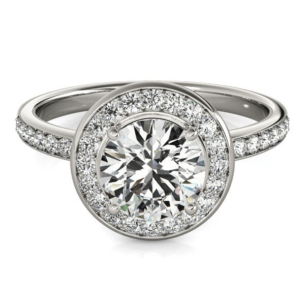 14K White Gold Round Halo Diamond Engagement Ring (1 1/2 ct. tw.)