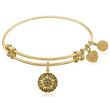 Expandable Yellow Tone Brass Bangle with  Supernatural Anti-Possession Symbol