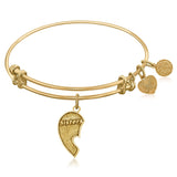 Expandable Bangle in Yellow Tone Brass with Sisters Inseparable Symbol