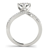 14K White Gold Spiral Design Pronged Round Diamond Engagement Ring (1 1/8 ct. tw.)