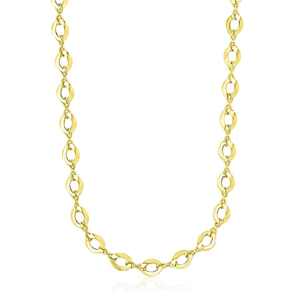 14K Yellow Gold Textured Infinity and Marquis Motif Necklace