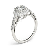 14K White Gold Double Halo Style Round Diamond Engagement Pave Shank Ring (1 1/2 ct. tw.)