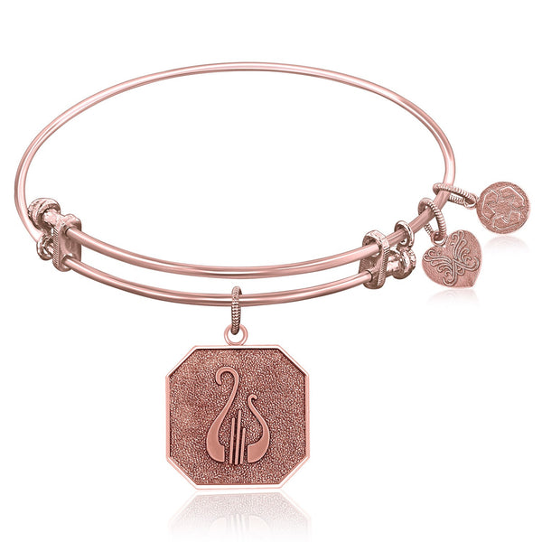 Expandable Bangle in Pink Tone Brass with Alpha Chi Omega Symbol
